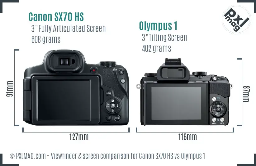Canon SX70 HS vs Olympus 1 Screen and Viewfinder comparison