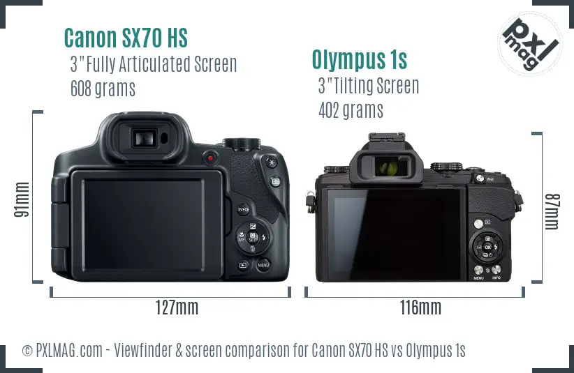 Canon SX70 HS vs Olympus 1s Screen and Viewfinder comparison