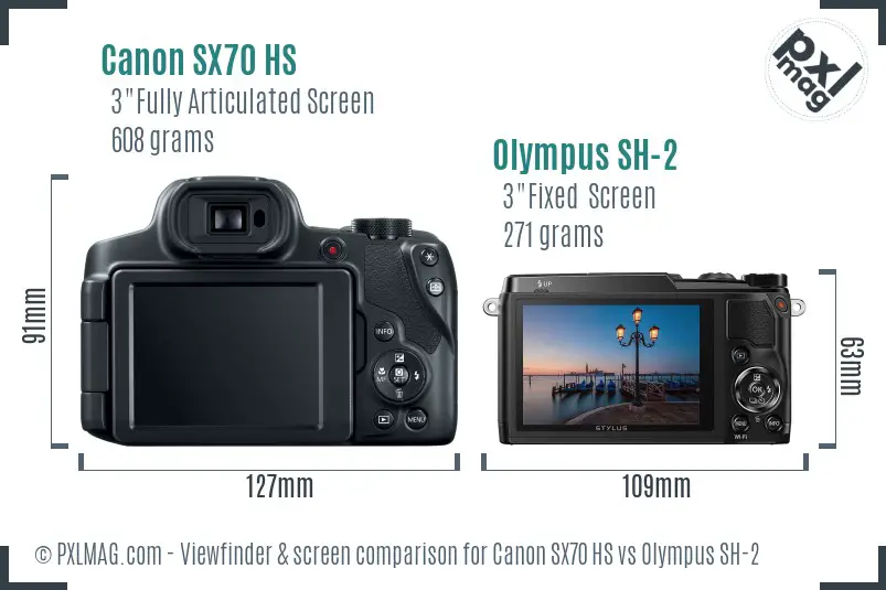 Canon SX70 HS vs Olympus SH-2 Screen and Viewfinder comparison
