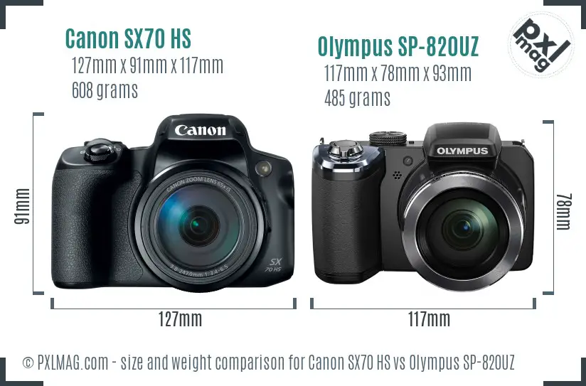Canon SX70 HS vs Olympus SP-820UZ size comparison