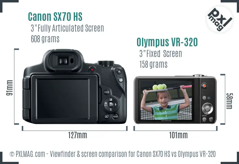 Canon SX70 HS vs Olympus VR-320 Screen and Viewfinder comparison