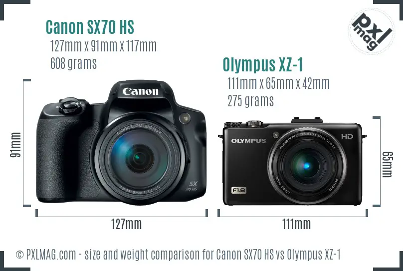 Canon SX70 HS vs Olympus XZ-1 size comparison