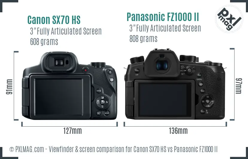 Canon SX70 HS vs Panasonic FZ1000 II Screen and Viewfinder comparison