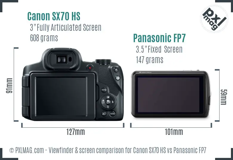 Canon SX70 HS vs Panasonic FP7 Screen and Viewfinder comparison