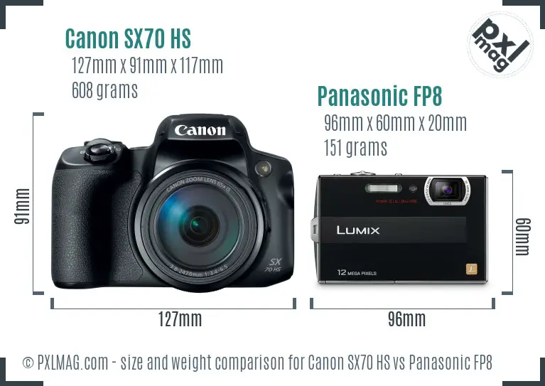 Canon SX70 HS vs Panasonic FP8 size comparison