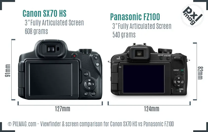 Canon SX70 HS vs Panasonic FZ100 Screen and Viewfinder comparison