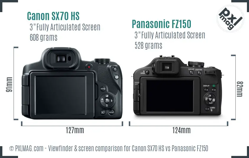Canon SX70 HS vs Panasonic FZ150 Screen and Viewfinder comparison