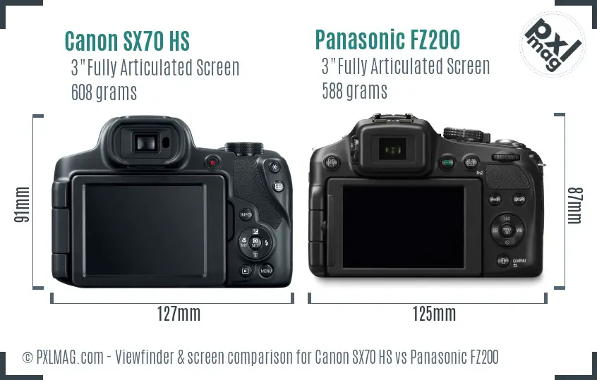 Canon SX70 HS vs Panasonic FZ200 Screen and Viewfinder comparison