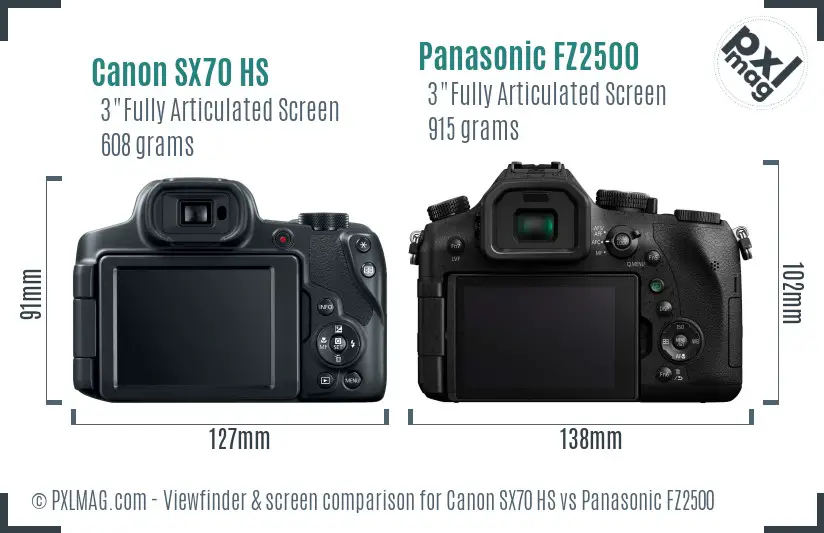 Canon SX70 HS vs Panasonic FZ2500 Screen and Viewfinder comparison