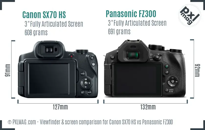 Canon SX70 HS vs Panasonic FZ300 Screen and Viewfinder comparison