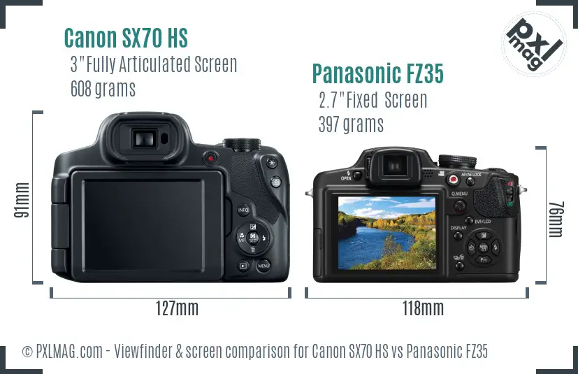 Canon SX70 HS vs Panasonic FZ35 Screen and Viewfinder comparison