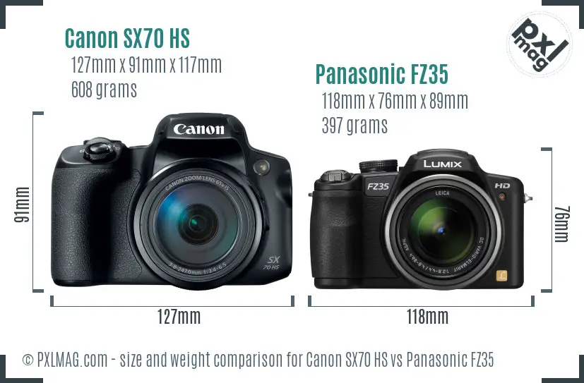 Canon SX70 HS vs Panasonic FZ35 size comparison