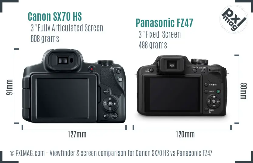 Canon SX70 HS vs Panasonic FZ47 Screen and Viewfinder comparison
