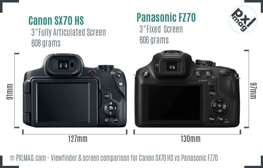 Canon SX70 HS vs Panasonic FZ70 Screen and Viewfinder comparison