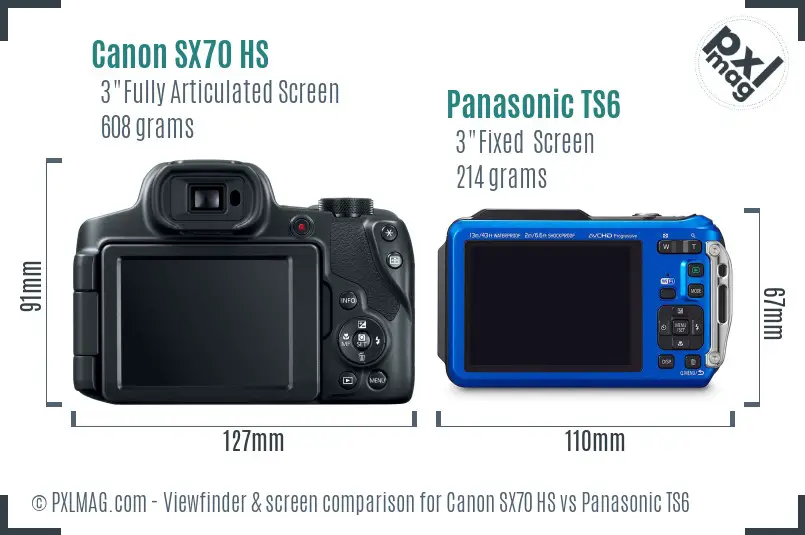 Canon SX70 HS vs Panasonic TS6 Screen and Viewfinder comparison