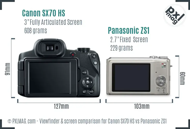 Canon SX70 HS vs Panasonic ZS1 Screen and Viewfinder comparison