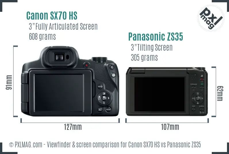 Canon SX70 HS vs Panasonic ZS35 Screen and Viewfinder comparison