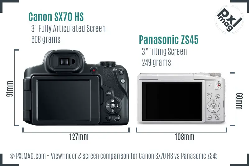 Canon SX70 HS vs Panasonic ZS45 Screen and Viewfinder comparison