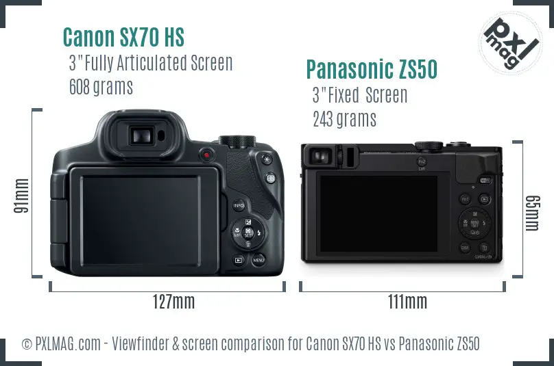 Canon SX70 HS vs Panasonic ZS50 Screen and Viewfinder comparison