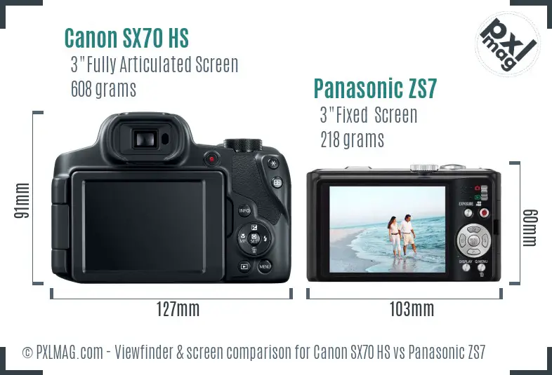 Canon SX70 HS vs Panasonic ZS7 Screen and Viewfinder comparison