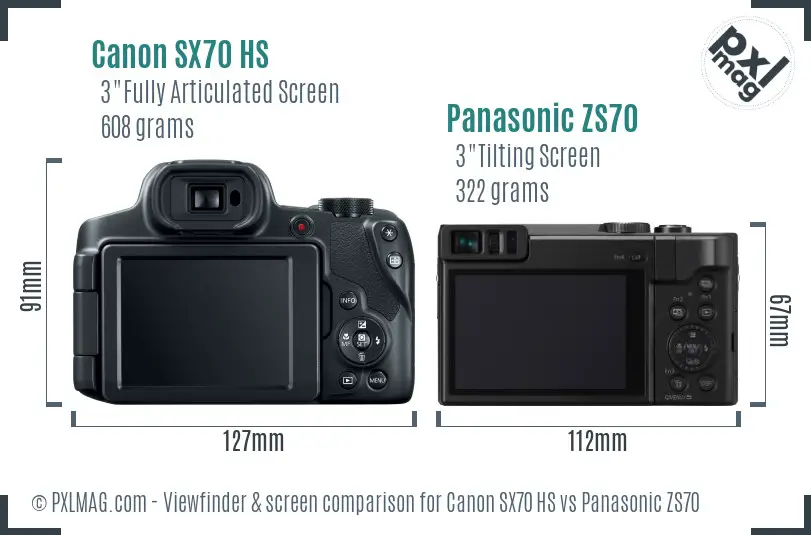 Canon SX70 HS vs Panasonic ZS70 Screen and Viewfinder comparison