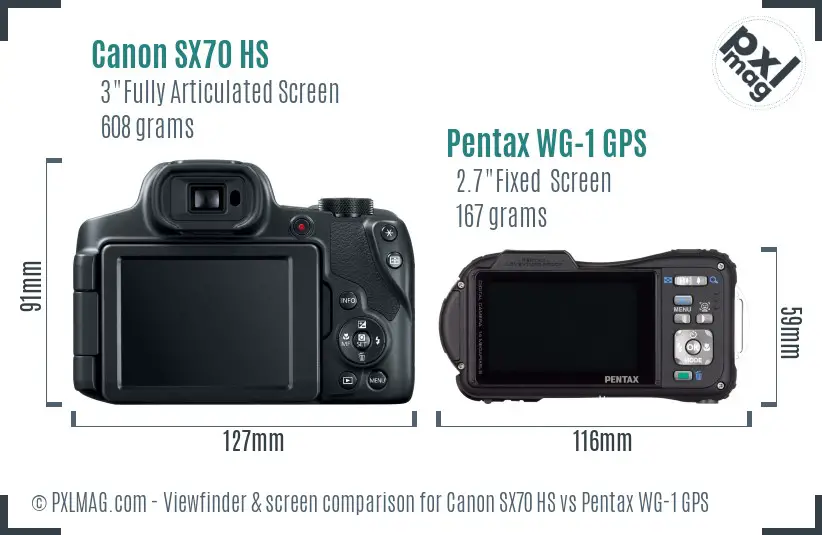 Canon SX70 HS vs Pentax WG-1 GPS Screen and Viewfinder comparison