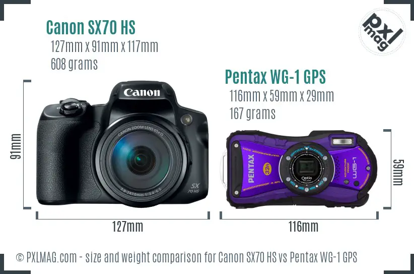 Canon SX70 HS vs Pentax WG-1 GPS size comparison