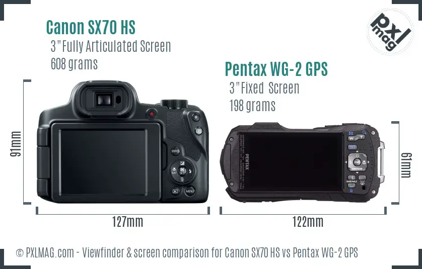 Canon SX70 HS vs Pentax WG-2 GPS Screen and Viewfinder comparison