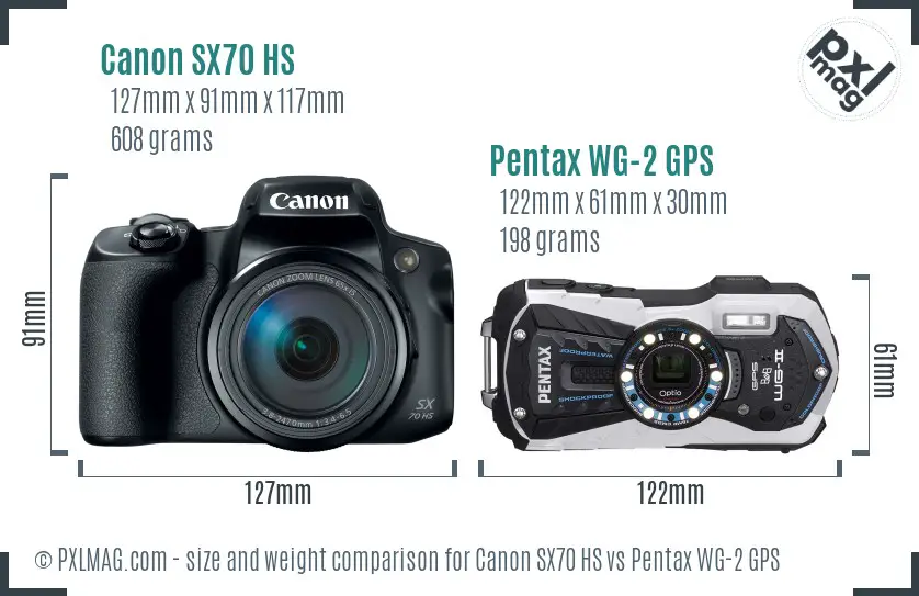 Canon SX70 HS vs Pentax WG-2 GPS size comparison