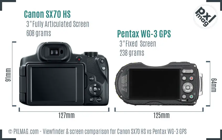 Canon SX70 HS vs Pentax WG-3 GPS Screen and Viewfinder comparison