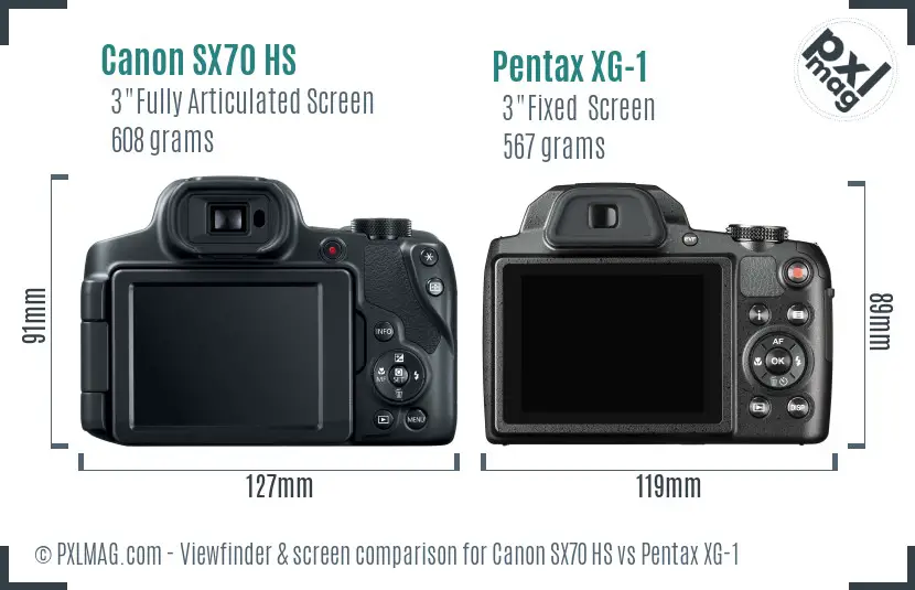 Canon SX70 HS vs Pentax XG-1 Screen and Viewfinder comparison