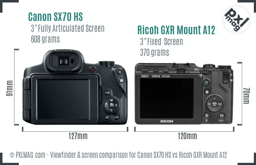 Canon SX70 HS vs Ricoh GXR Mount A12 Screen and Viewfinder comparison