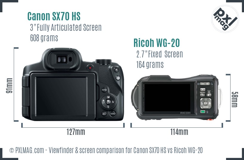 Canon SX70 HS vs Ricoh WG-20 Screen and Viewfinder comparison