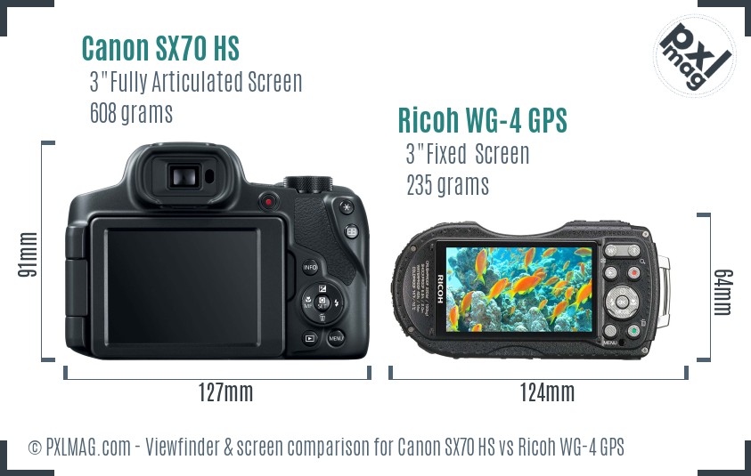 Canon SX70 HS vs Ricoh WG-4 GPS Screen and Viewfinder comparison