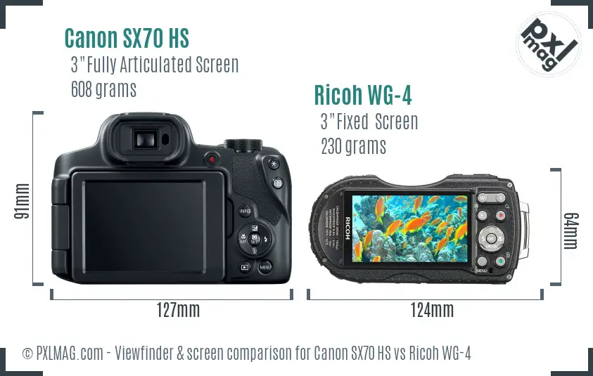 Canon SX70 HS vs Ricoh WG-4 Screen and Viewfinder comparison