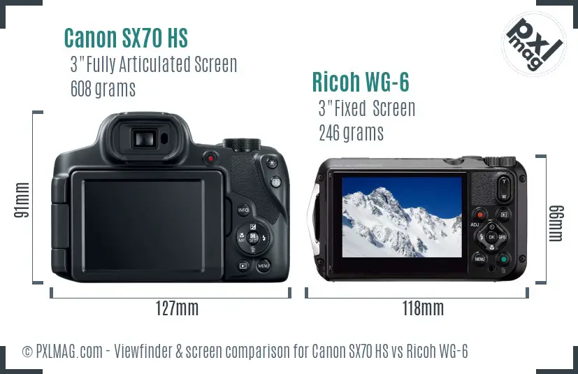 Canon SX70 HS vs Ricoh WG-6 Screen and Viewfinder comparison