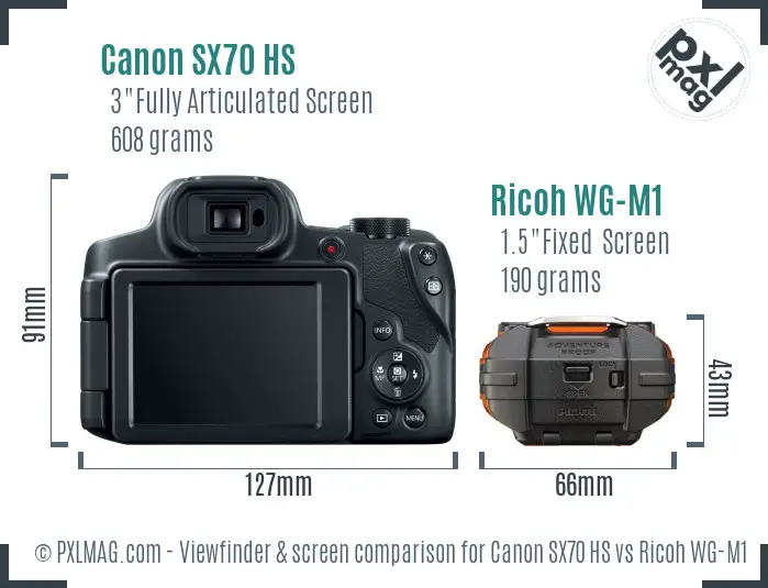Canon SX70 HS vs Ricoh WG-M1 Screen and Viewfinder comparison