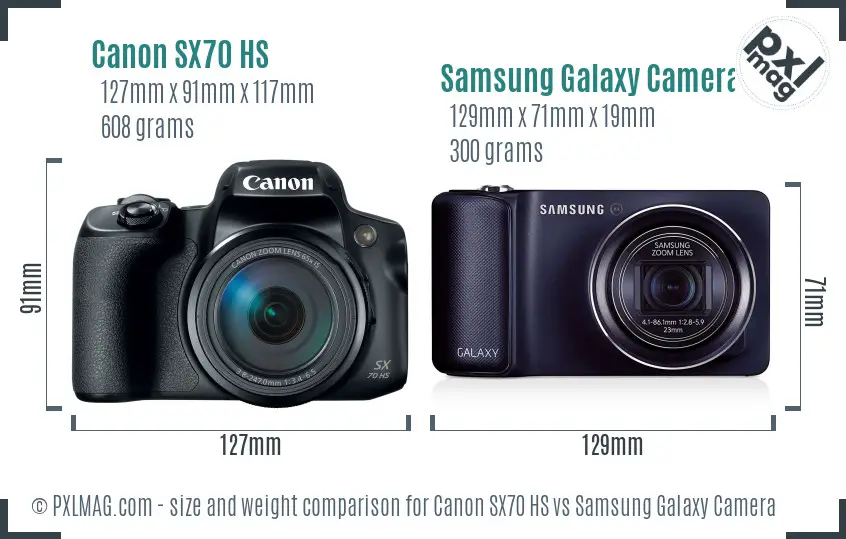 Canon SX70 HS vs Samsung Galaxy Camera size comparison