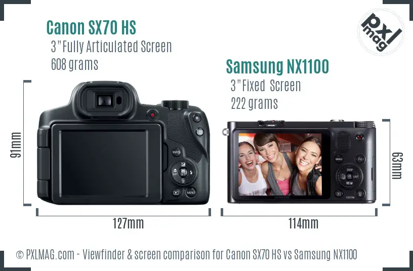 Canon SX70 HS vs Samsung NX1100 Screen and Viewfinder comparison Canon SX70 HS vs Samsung NX1100 Screen and Viewfinder comparison