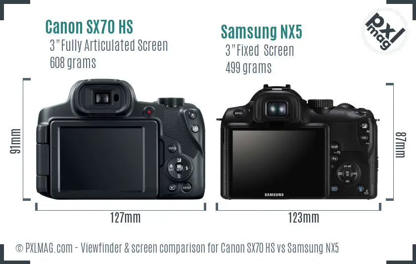 Canon SX70 HS vs Samsung NX5 Screen and Viewfinder comparison Canon SX70 HS vs Samsung NX5 Screen and Viewfinder comparison