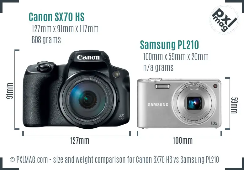 Canon SX70 HS vs Samsung PL210 size comparison Canon SX70 HS vs Samsung PL210 size comparison