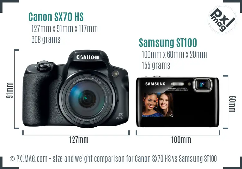 Canon SX70 HS vs Samsung ST100 size comparison