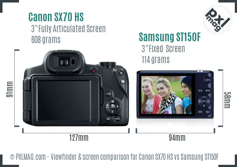 Canon SX70 HS vs Samsung ST150F Screen and Viewfinder comparison Canon SX70 HS vs Samsung ST150F Screen and Viewfinder comparison