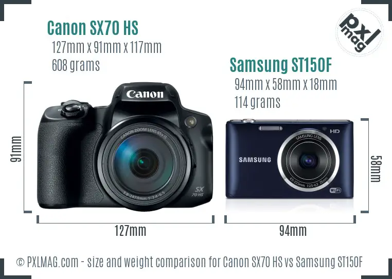 Canon SX70 HS vs Samsung ST150F size comparison Canon SX70 HS vs Samsung ST150F size comparison