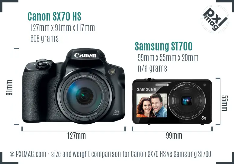 Canon SX70 HS vs Samsung ST700 size comparison