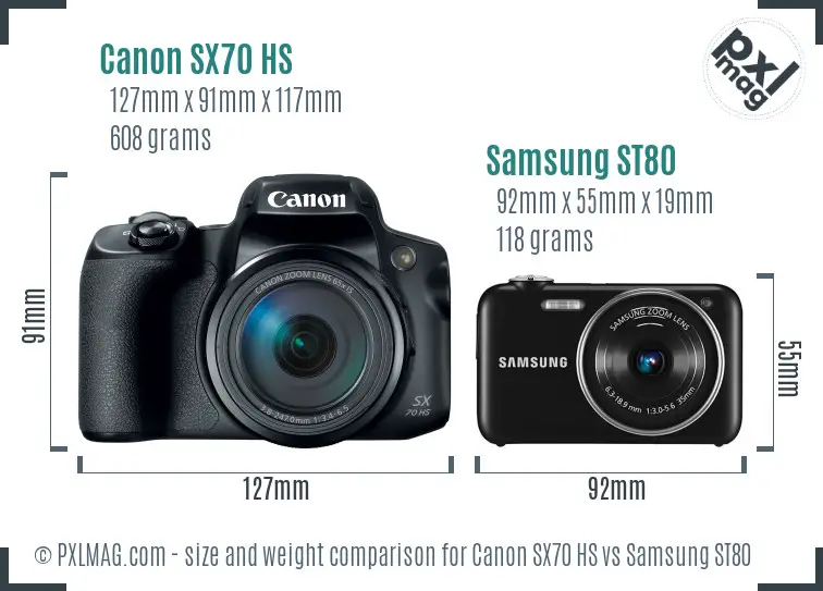 Canon SX70 HS vs Samsung ST80 size comparison