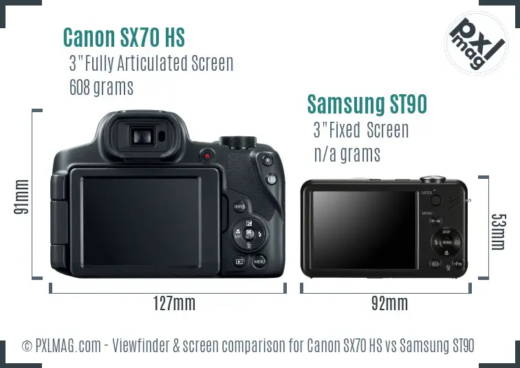 Canon SX70 HS vs Samsung ST90 Screen and Viewfinder comparison