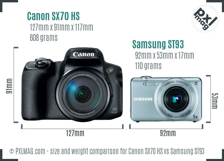 Canon SX70 HS vs Samsung ST93 size comparison