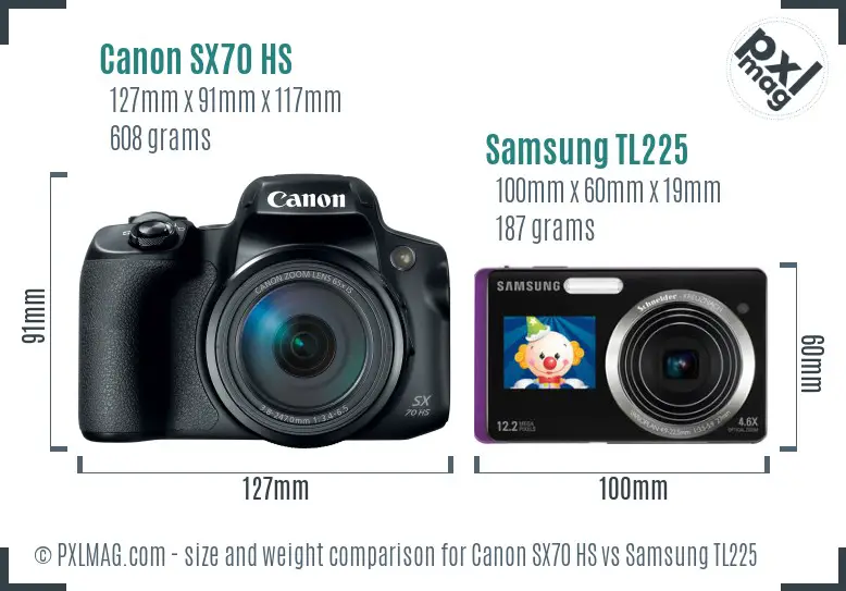 Canon SX70 HS vs Samsung TL225 size comparison Canon SX70 HS vs Samsung TL225 size comparison