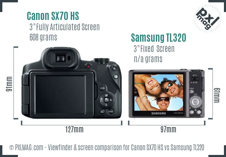 Canon SX70 HS vs Samsung TL320 Screen and Viewfinder comparison